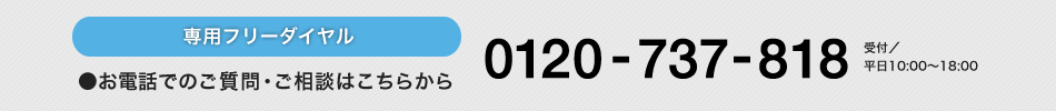 お電話でのお問い合わせは、フリーダイヤル0120-737-818まで